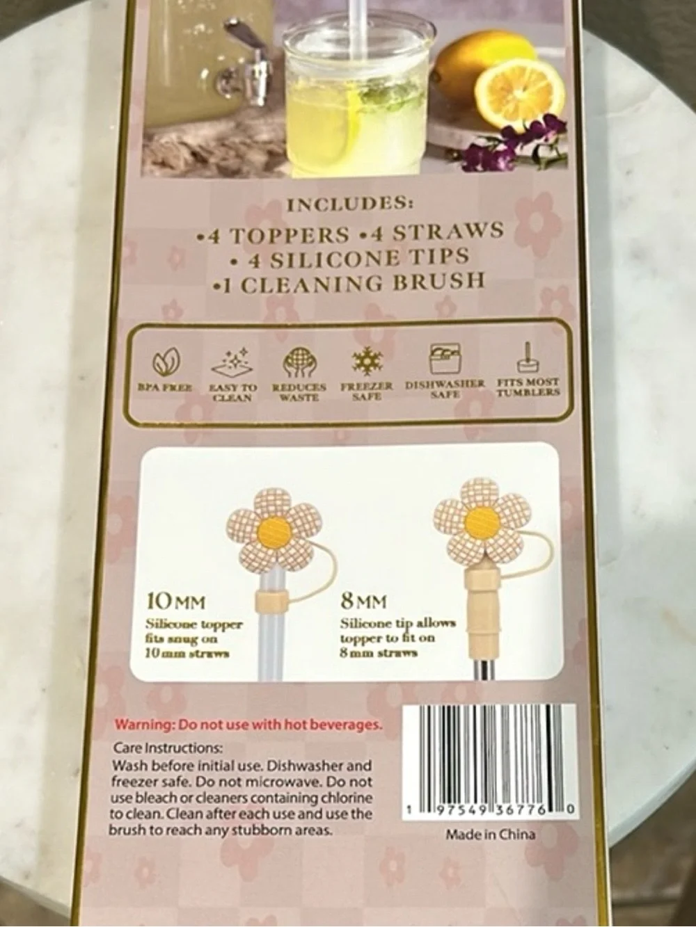 Wellness Reusable Flower Top Straws - Blue & Cream (13pc)